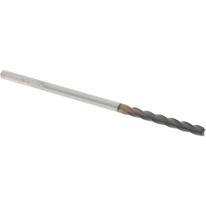 1/8" 4-Flute Solid Carbide Square End Mill, TiCN - Hertel 750451