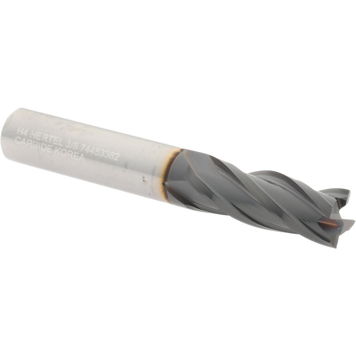 3/8" 4-Flute Solid Carbide Square End Mill, TiCN - Hertel 750263