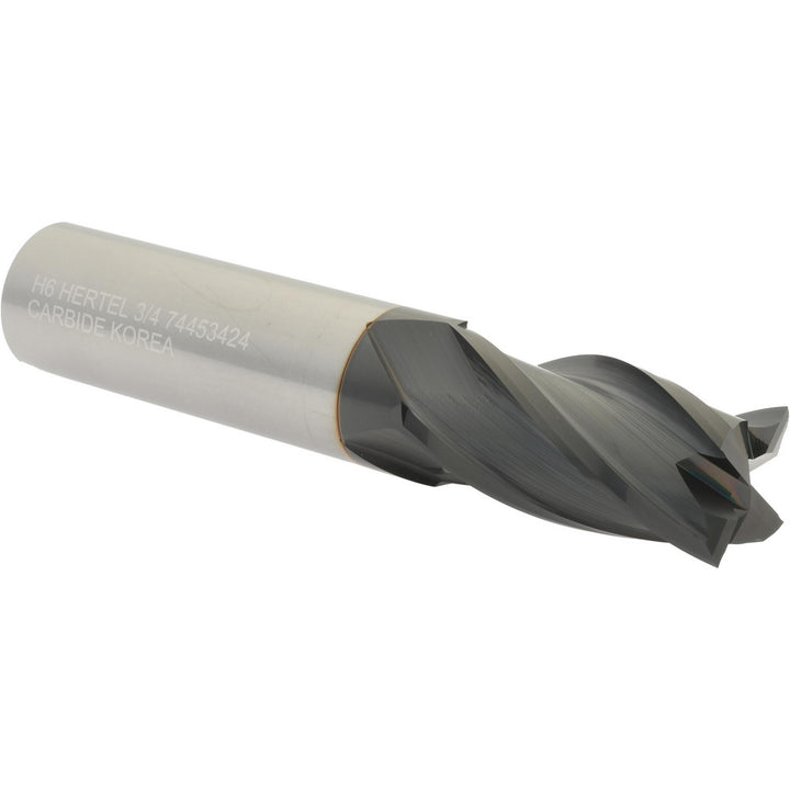 3/4" 4-Flute Solid Carbide Square End Mill, TiCN - Hertel 750243