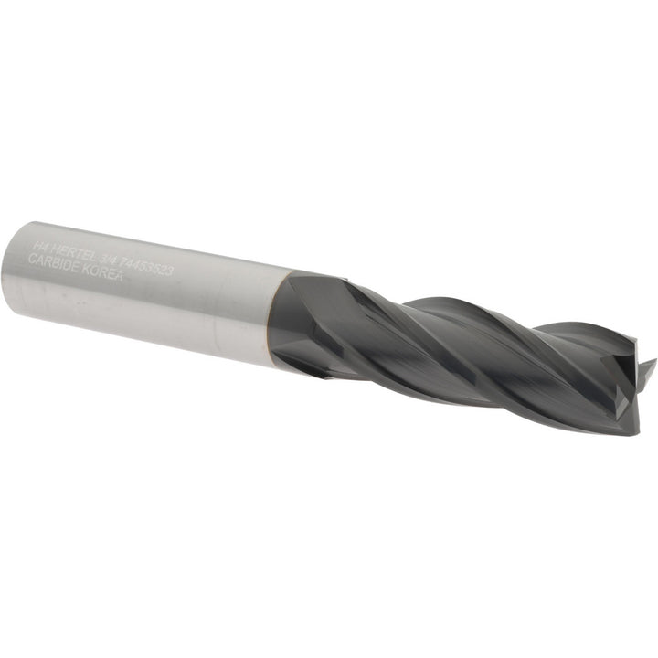 3/4" 4-Flute Solid Carbide Square End Mill, TiCN - Hertel 750268