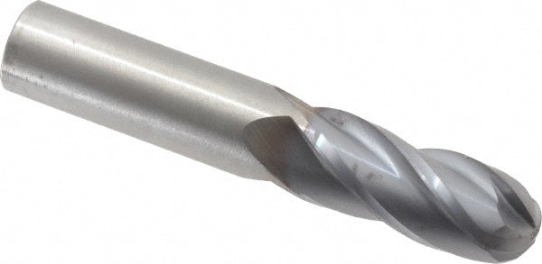 7/16" 4-Flute Solid Carbide Ball End Mill, TiCN - Hertel EG250028