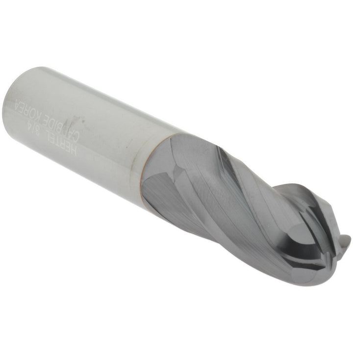 3/4" 4-Flute Solid Carbide Ball End Mill, TiCN - Hertel EG250048