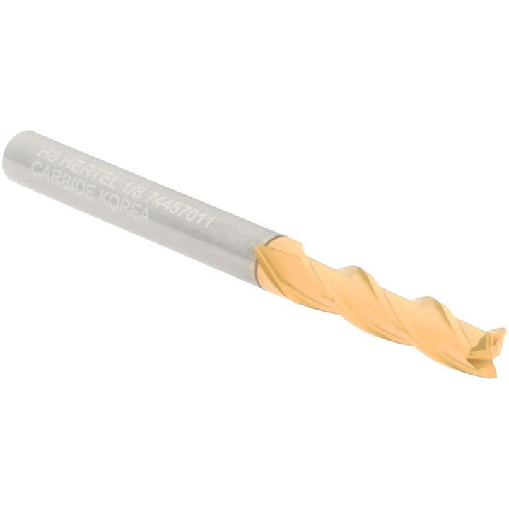 1/8" 3-Flute Solid Carbide Square End Mill, TiN - Hertel 750524