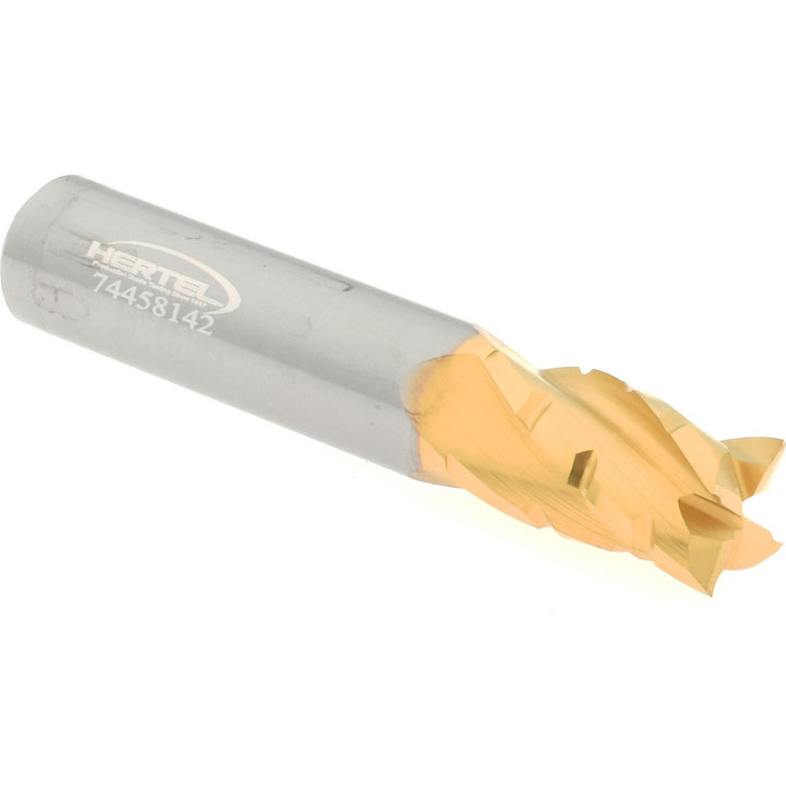 0.375" 4-Flute Solid Carbide Roughing End Mill, TiN - Hertel 2500506
