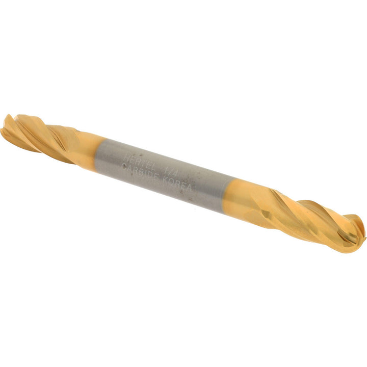 1/4" 4-Flute Solid Carbide Ball End Mill, TiN - Hertel E699924421