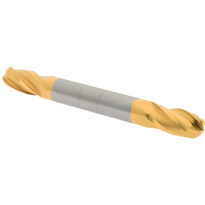 3/8" 4-Flute Solid Carbide Ball End Mill, TiN - Hertel E699924424