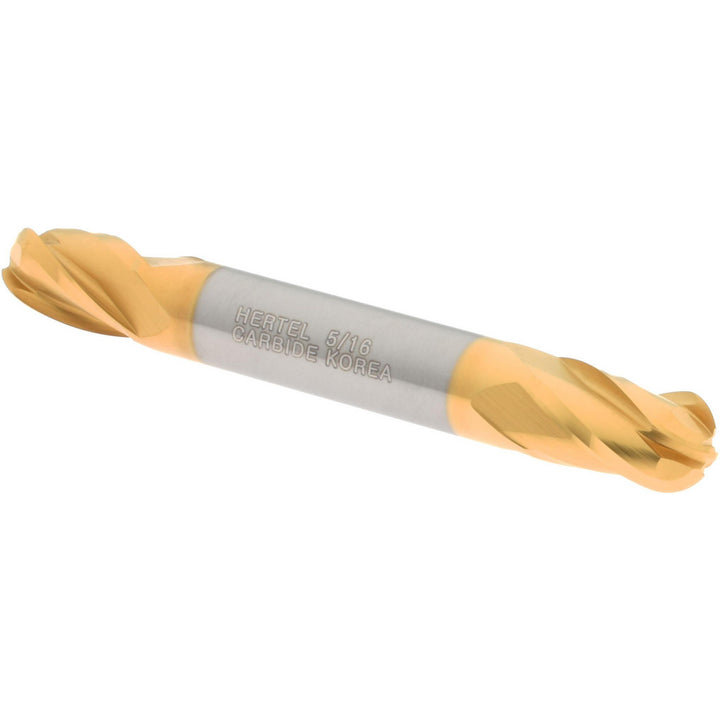 5/16" 4-Flute Solid Carbide Ball End Mill, TiN - Hertel E6252020