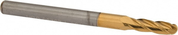 7/64" 4-Flute Solid Carbide Ball End Mill, TiN - Hertel E6250007