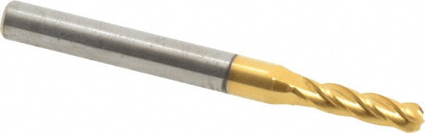 9/64" 4-Flute Solid Carbide Ball End Mill, TiN - Hertel E699924518