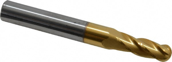 17/64" 4-Flute Solid Carbide Ball End Mill, TiN - Hertel E699924525