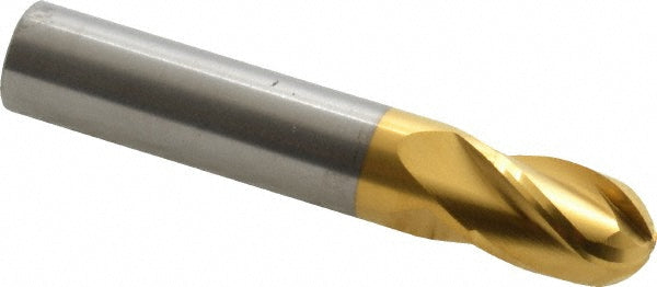 7/16" 4-Flute Solid Carbide Ball End Mill, TiN - Hertel E699924531