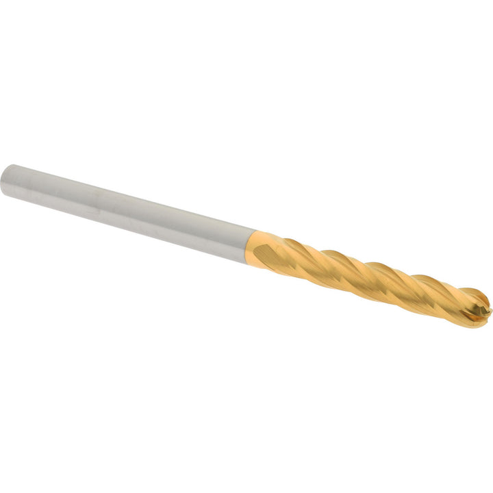 1/4" 4-Flute Solid Carbide Ball End Mill, TiN - Hertel E6062016