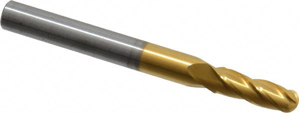 7/32" 4-Flute Solid Carbide Ball End Mill, TiN - Hertel E6250014