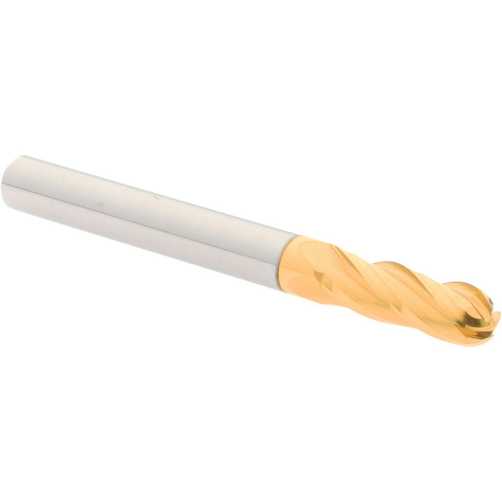 1/4" 4-Flute Solid Carbide Ball End Mill, TiN - Hertel E6250016