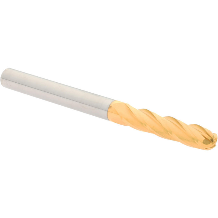 1/4" 4-Flute Solid Carbide Ball End Mill, TiN - Hertel E6060016