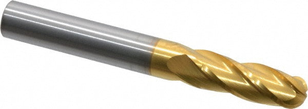 5/16" 4-Flute Solid Carbide Ball End Mill, TiN - Hertel E699924529