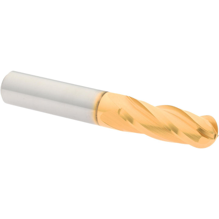 3/8" 4-Flute Solid Carbide Ball End Mill, TiN - Hertel E6250024