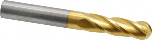 3/8" 4-Flute Solid Carbide Ball End Mill, TiN - Hertel E6060024