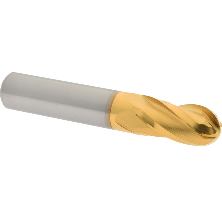 1/2" 4-Flute Solid Carbide Ball End Mill, TiN - Hertel E6250032