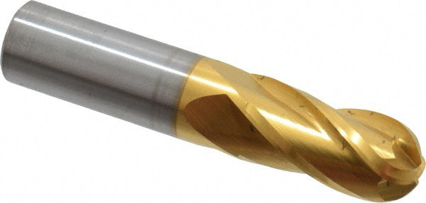 1/2" 4-Flute Solid Carbide Ball End Mill, TiN - Hertel E699924534