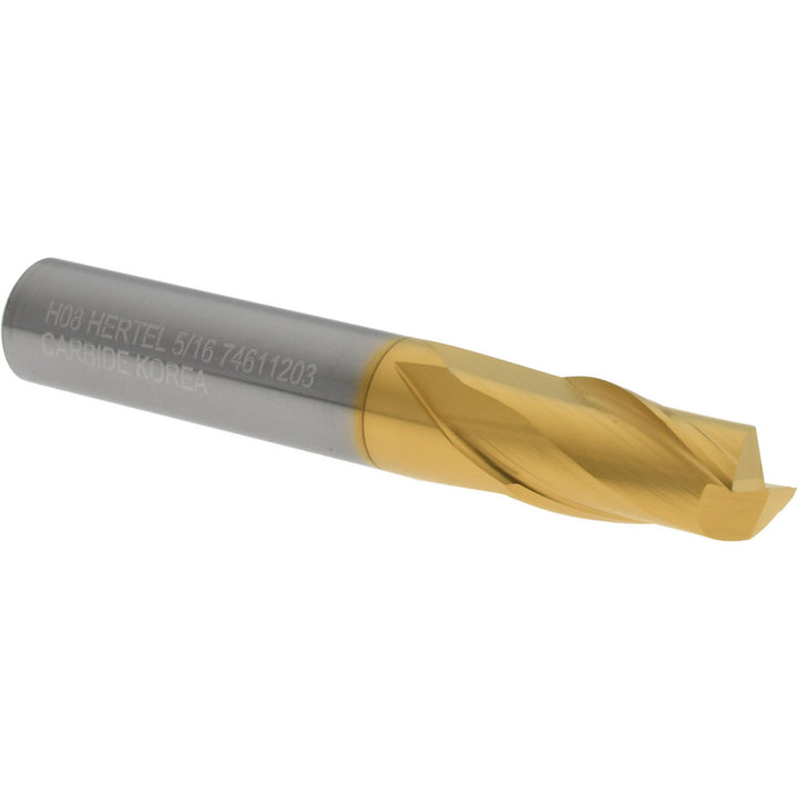 5/16" 2-Flute Solid Carbide Square End Mill, TiN - Hertel 750706