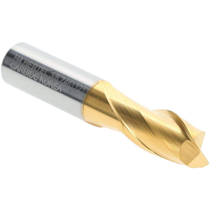3/8" 2-Flute Solid Carbide Square End Mill, TiN - Hertel 750624