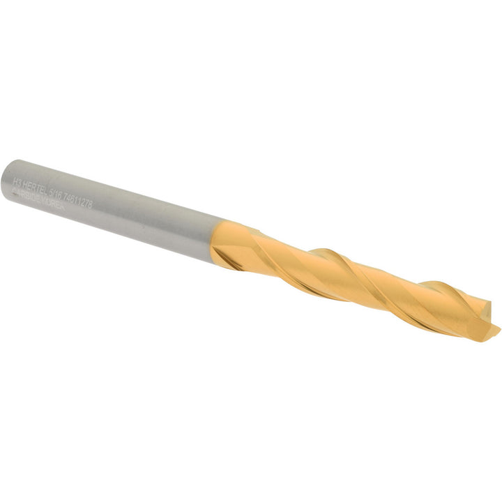 5/16" 2-Flute Solid Carbide Square End Mill, TiN - Hertel 750753