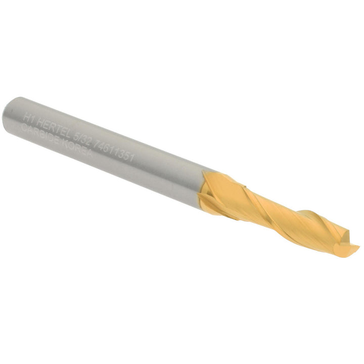 5/32" 2-Flute Solid Carbide Square End Mill, TiN - Hertel 750660