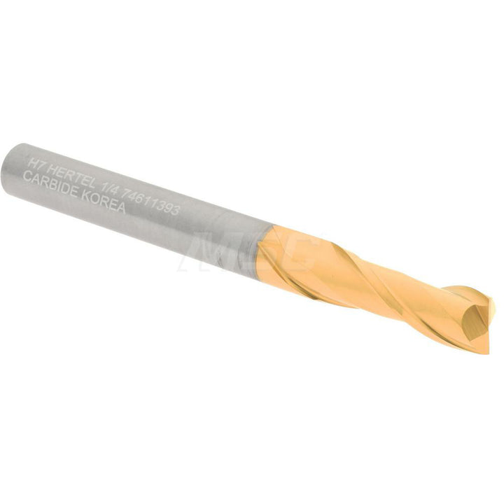 1/4" 2-Flute Solid Carbide Square End Mill, TiN - Hertel 750301