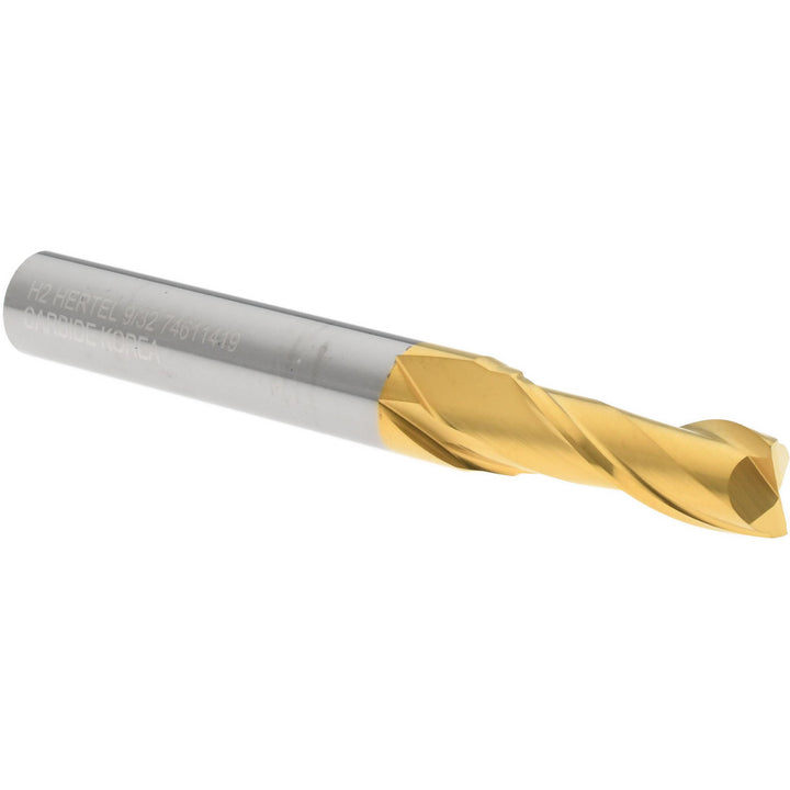 9/32" 2-Flute Solid Carbide Square End Mill, TiN - Hertel 750620