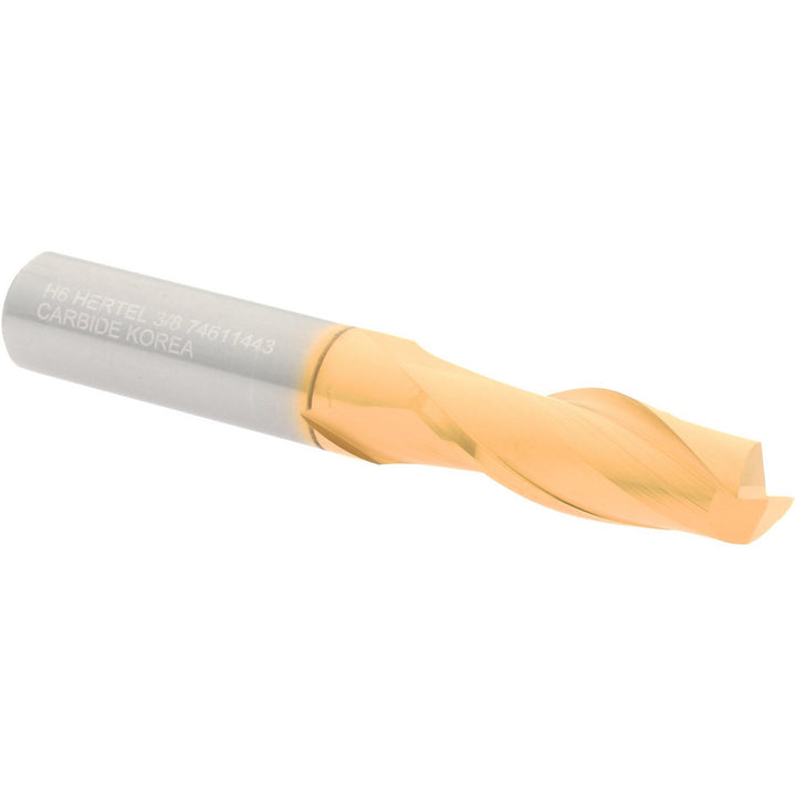 3/8" 2-Flute Solid Carbide Square End Mill, TiN - Hertel 750320