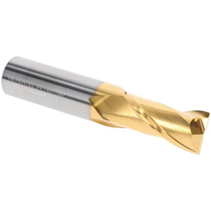 3/4" 2-Flute Solid Carbide Square End Mill, TiN - Hertel 750405