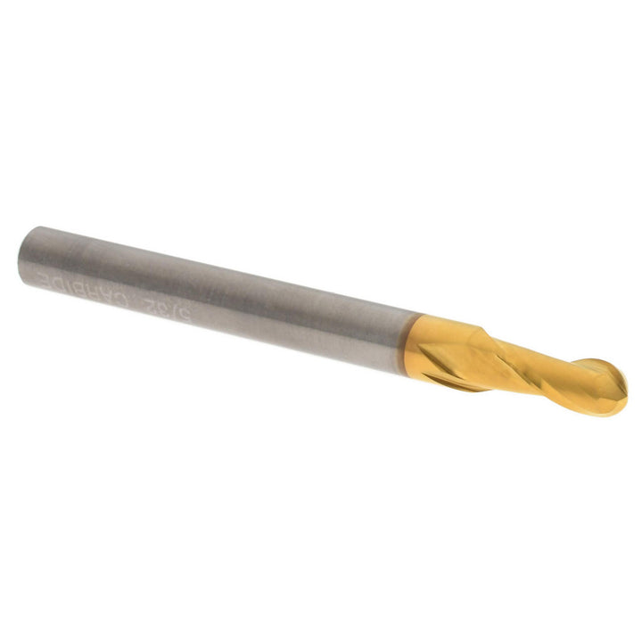 5/32" 2-Flute Solid Carbide Ball End Mill, TiN - Hertel E699924482