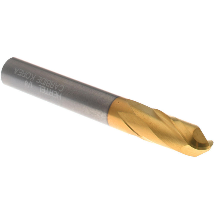 1/4" 2-Flute Solid Carbide Ball End Mill, TiN - Hertel E699924497