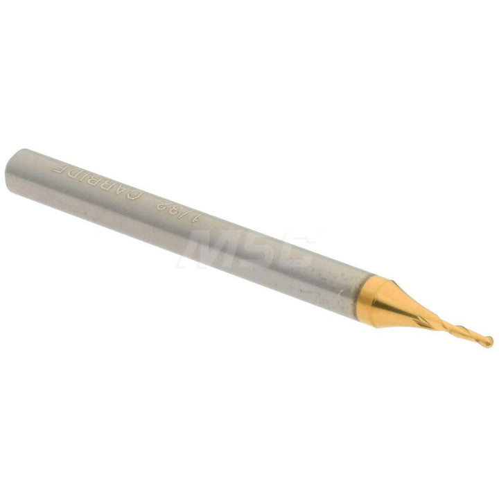 1/32" 2-Flute Solid Carbide Ball End Mill, TiN - Hertel E699924480