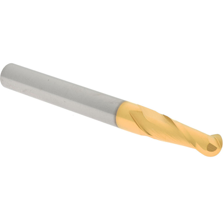 7/32" 2-Flute Solid Carbide Ball End Mill, TiN - Hertel E6249014
