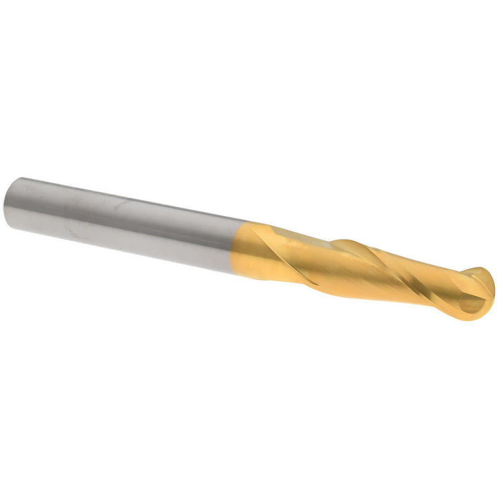 1/4" 2-Flute Solid Carbide Ball End Mill, TiN - Hertel E6249016