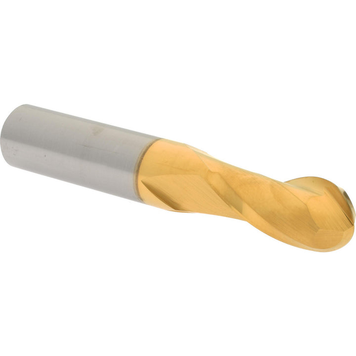 1/2" 2-Flute Solid Carbide Ball End Mill, TiN - Hertel E6249032