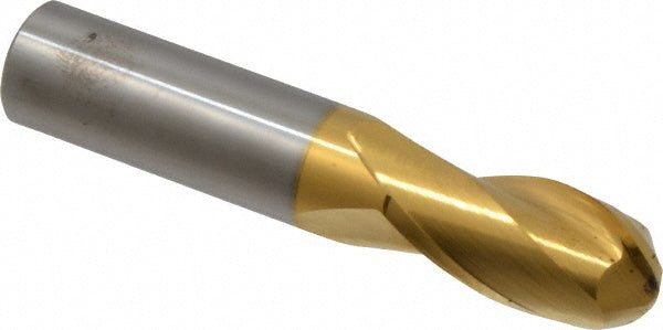 3/4" 2-Flute Solid Carbide Ball End Mill, TiN - Hertel E6249048