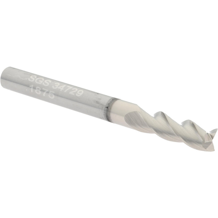 3/16" 3-Flute Solid Carbide Square End Mill, TiB2 - SGS 34729