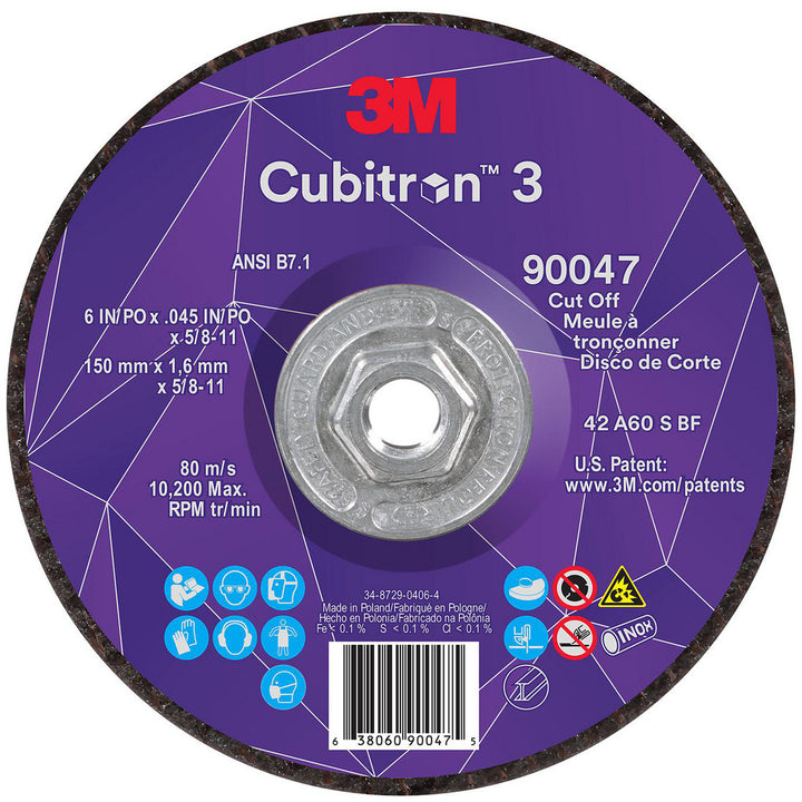 6 x 0.045" 60-Grit Precision Shaped Ceramic Grinding & Cutoff Wheel - 3M 7100313188
