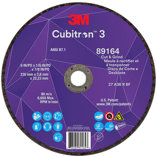 9 x 1/8" 36-Grit Precision Shaped Ceramic Grinding & Cutoff Wheel - 3M 7100313759