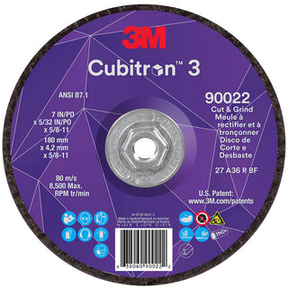 7 x 5/32" 36-Grit Precision Shaped Ceramic Grinding & Cutoff Wheel - 3M 7100313551