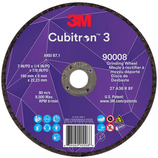 7 x 1/4" 36-Grit Precision Shaped Ceramic Grinding & Cutoff Wheel - 3M 7100313198