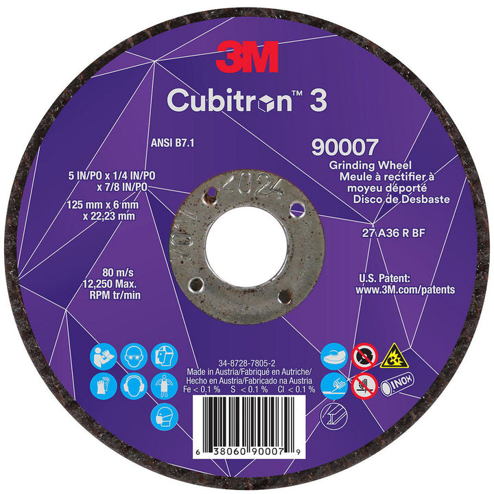 5 x 1/4" 36-Grit Precision Shaped Ceramic Grinding & Cutoff Wheel - 3M 7100303967