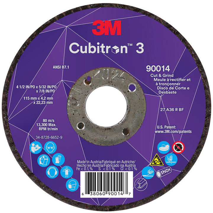 4-1/2 x 5/32" 36-Grit Precision Shaped Ceramic Grinding & Cutoff Wheel - 3M 7100303968