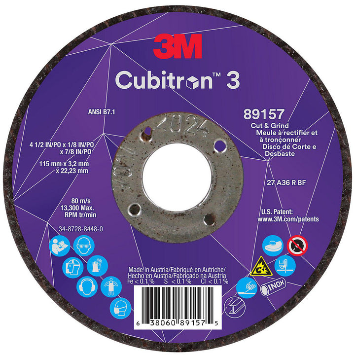 4-1/2 x 1/8" 36-Grit Precision Shaped Ceramic Grinding & Cutoff Wheel - 3M 7100305149