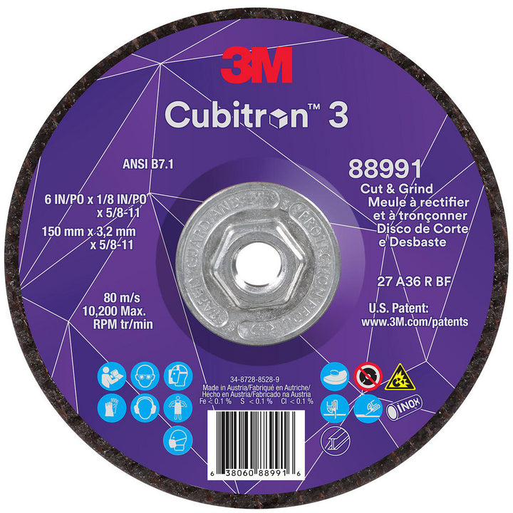 6 x 1/8" 36-Grit Precision Shaped Ceramic Grinding & Cutoff Wheel - 3M 7100313205