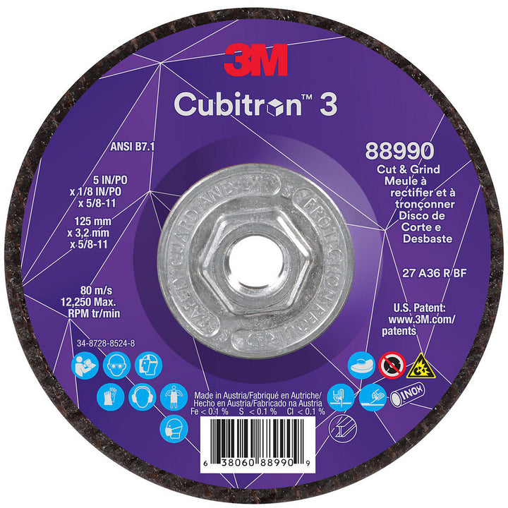 5 x 1/8" 36-Grit Precision Shaped Ceramic Grinding & Cutoff Wheel - 3M 7100313204