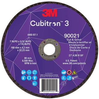 7 x 5/32" 36-Grit Precision Shaped Ceramic Grinding & Cutoff Wheel - 3M 7100313206